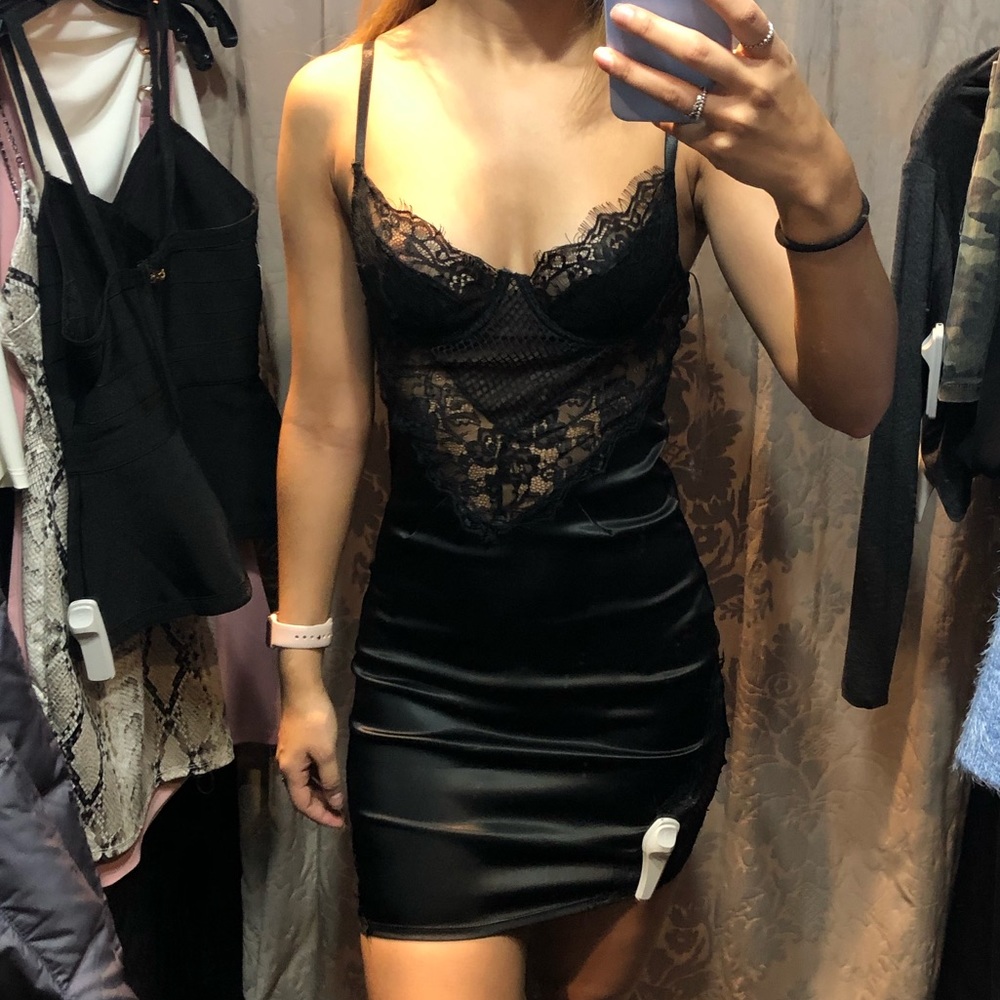 Akira black lace lingerie club dress